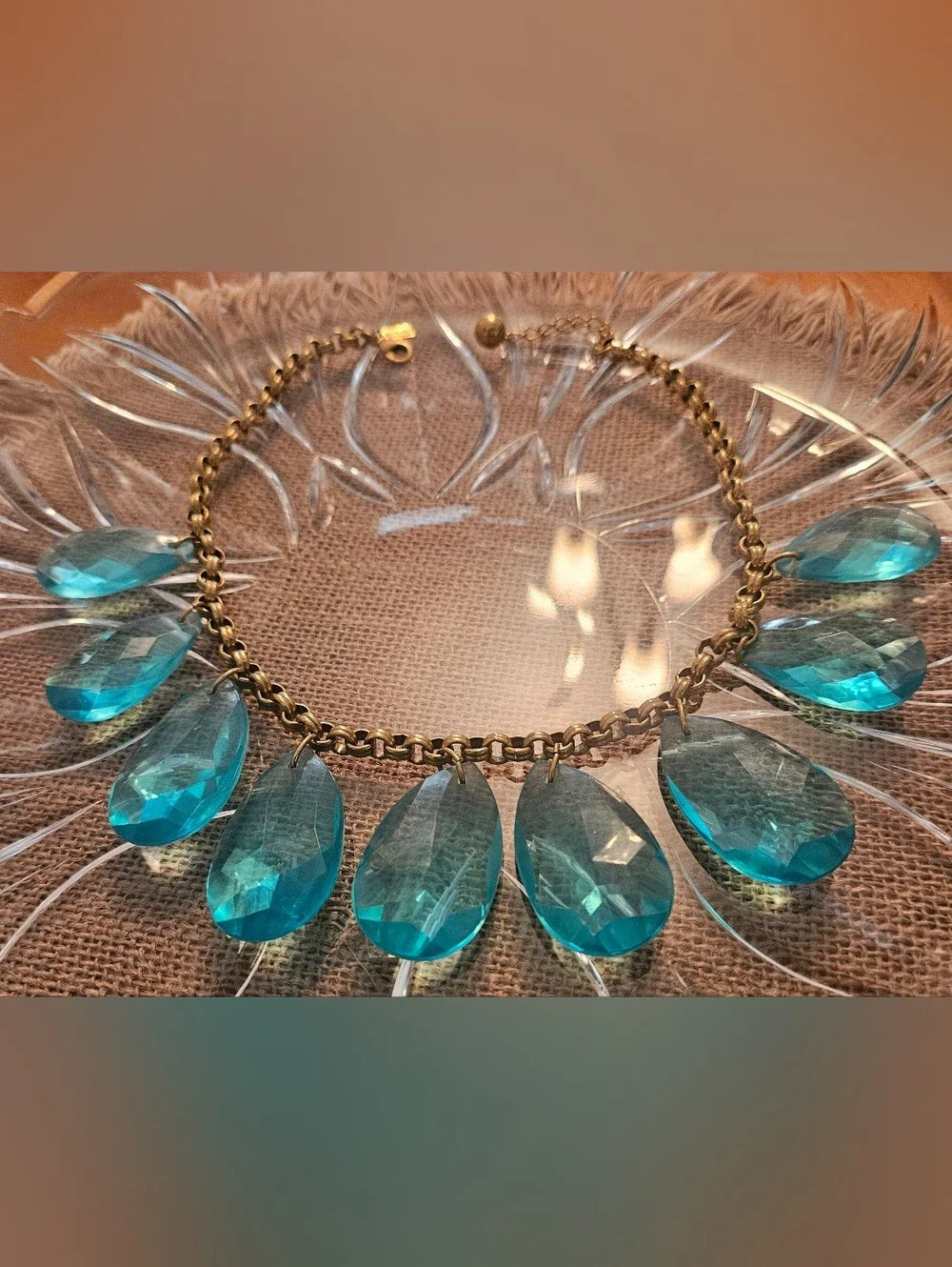 kate spade Gold-Tone Necklace with Teal Teardrop Crystals